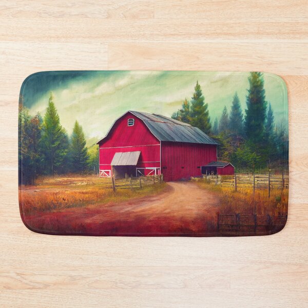 Item preview, Red Barn Farmland Landscape Scene Painting designed and sold by MasartDesigns.