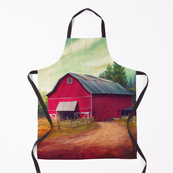 Item preview, Red Barn Farmland Landscape Scene Painting designed and sold by MasartDesigns.