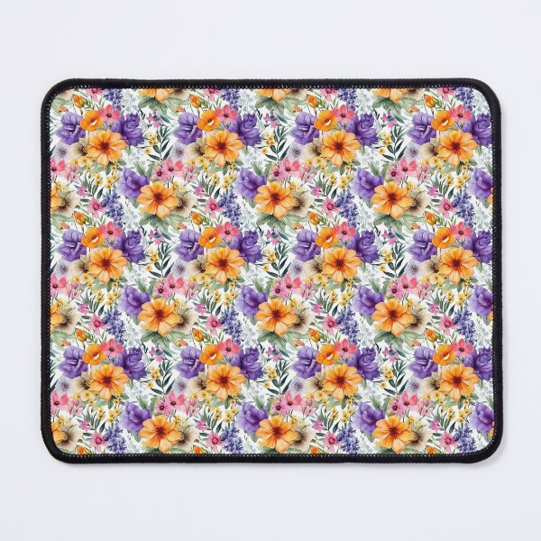 Item preview, Acuarela pintada de flores naranjas y moradas designed and sold by SnackysSeamless.