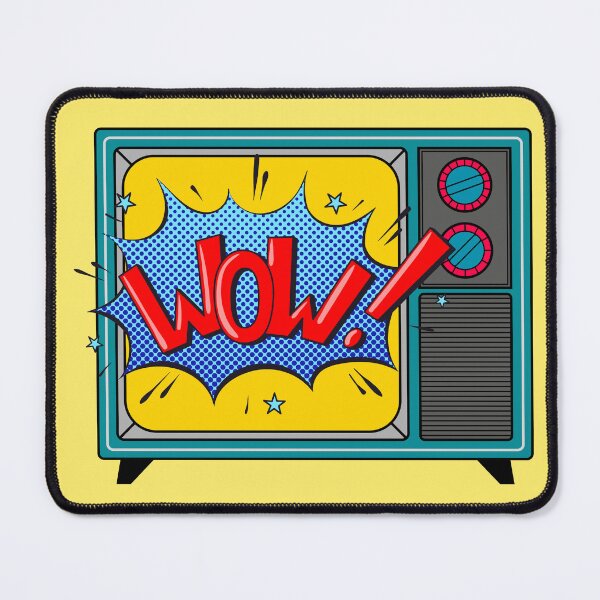 Item preview, Retro TV with "Wow!" on the screen. Vintage electronics designed and sold by Viktoriia.
