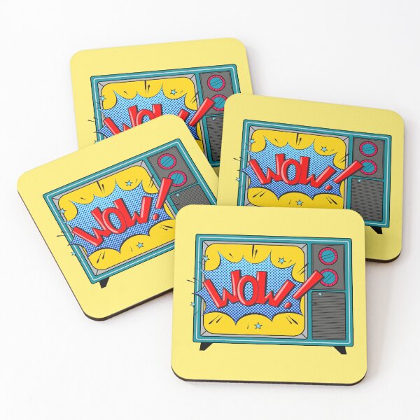 Item preview, Retro TV with "Wow!" on the screen. Vintage electronics designed and sold by Viktoriia.