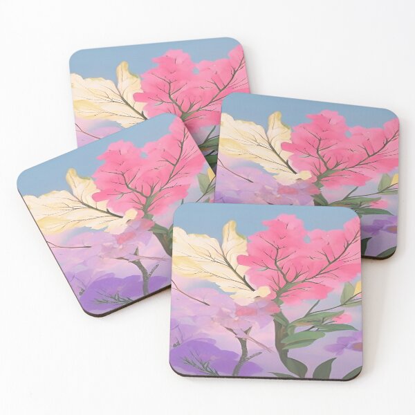 Item preview, Pink and Yellow Leaves with Blue Sky Background  designed and sold by deniselynnimage.