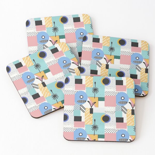Item preview, Seamless memphis abstract patterns with flowers, circle and various shapes, pastel color, retro designed and sold by Artistry Studio.