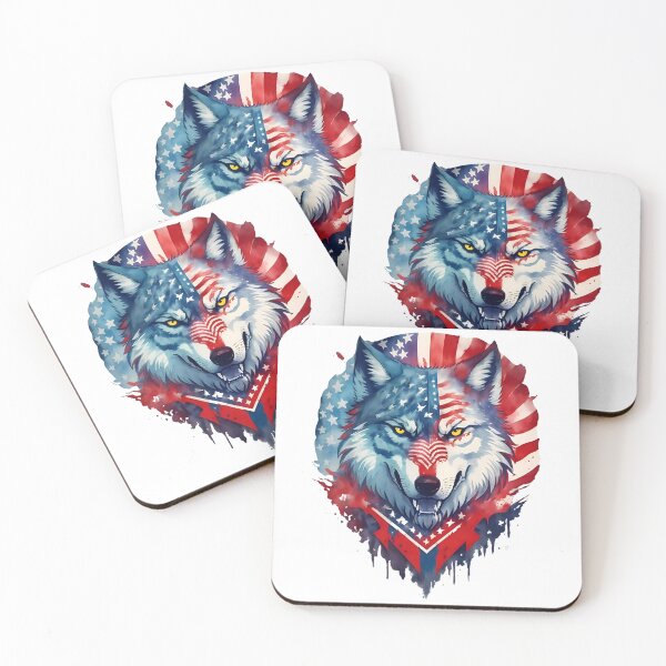Item preview, A wolf in the colors of the American flag hand drawn designed and sold by uil-dom-back.