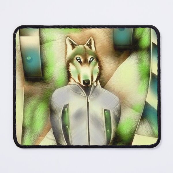 Item preview, Wolf figure in sports jacket with paws in pockets shade of green designed and sold by JaroDesign2023.