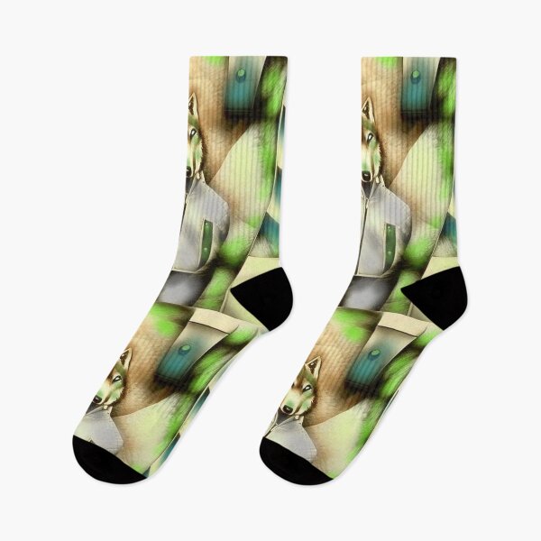 Item preview, Wolf figure in sports jacket with paws in pockets shade of green designed and sold by JaroDesign2023.