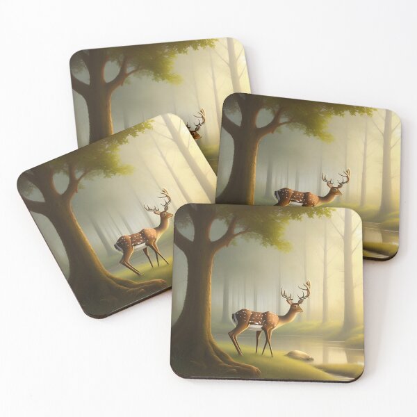 Item preview, Serene deer in a peaceful forest setting designed and sold by Fresh-Style.