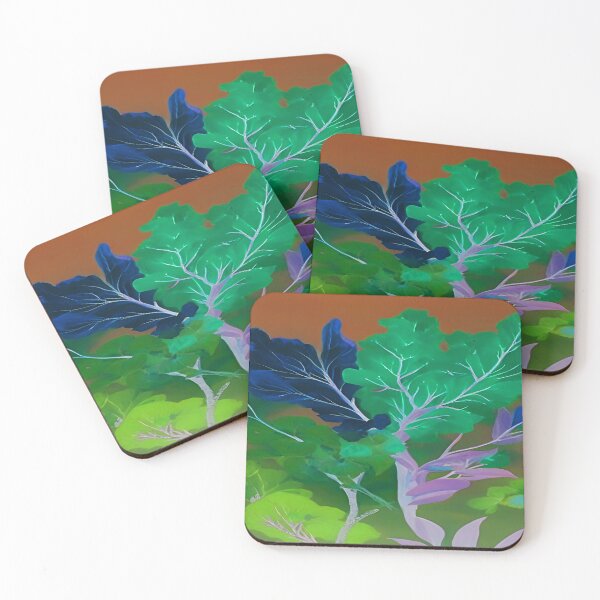 Item preview, Green and Midnight Blue Leaves with Burnt Orange Sky designed and sold by deniselynnimage.