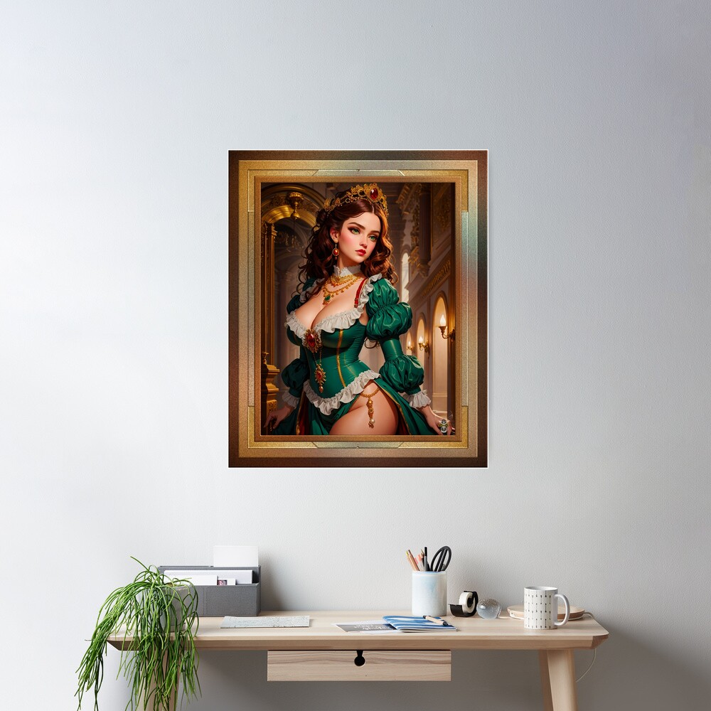 Helenia Saitian Captivating Fantasy AI Concept Art Portrait by Xzendor7 Wall Decor Poster