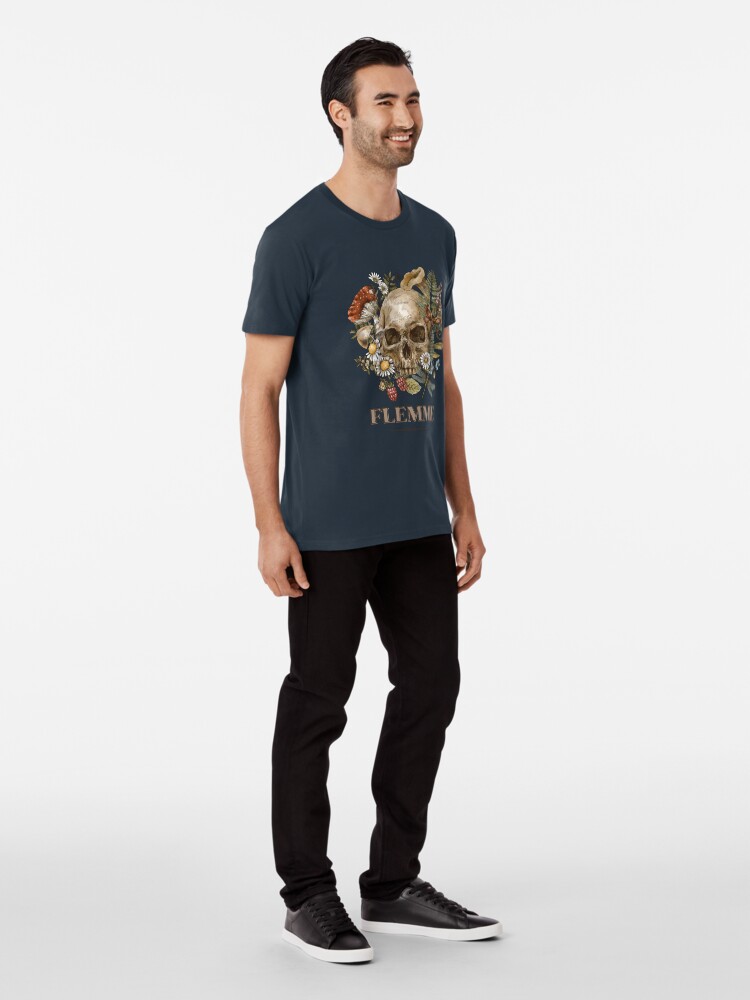 Thumbnail 3 of 6, Premium T-Shirt, Botanical Flemme - Skull, bones, flowers and especially laziness designed and sold by Feignasses.