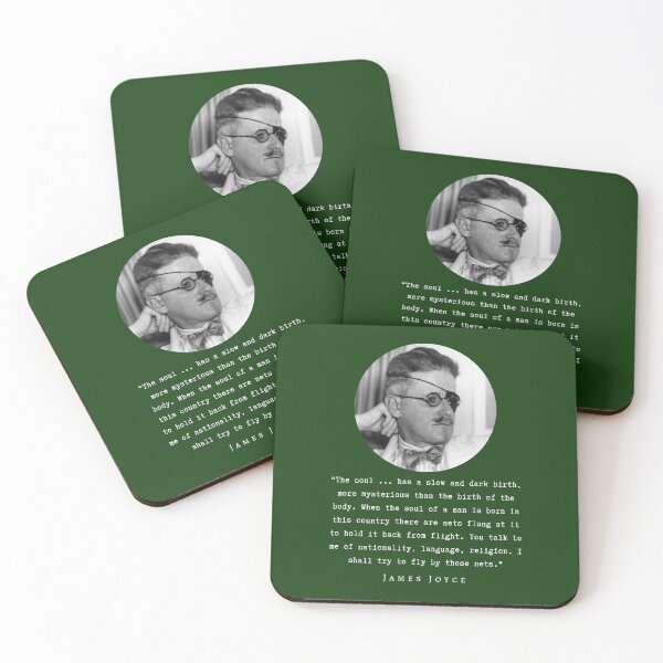 Item preview, James Joyce portrait and quote: The soul ... has a slow and dark birth... designed and sold by artbleed.