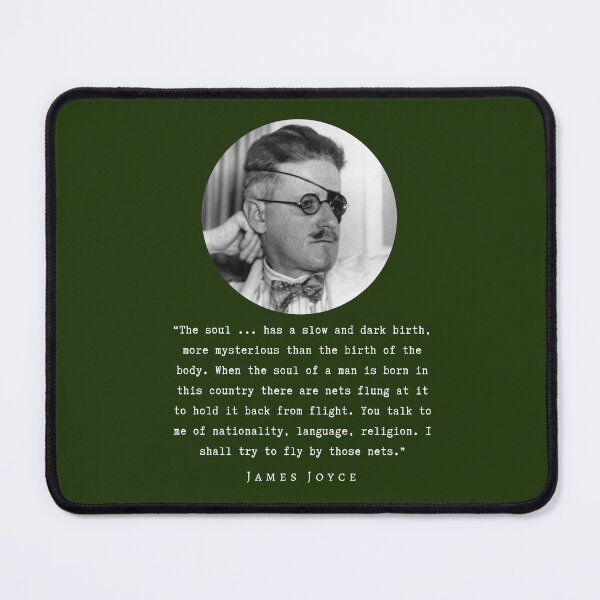 Item preview, James Joyce portrait and quote: The soul ... has a slow and dark birth... designed and sold by artbleed.