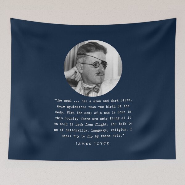 Item preview, James Joyce portrait and quote: The soul ... has a slow and dark birth... designed and sold by artbleed.