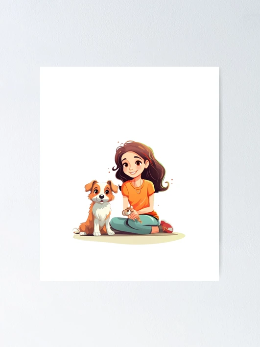 Young Girl With Her Dog/キース カーター/ポスター Young Girl With Her Dog/キース カーター/ポスター