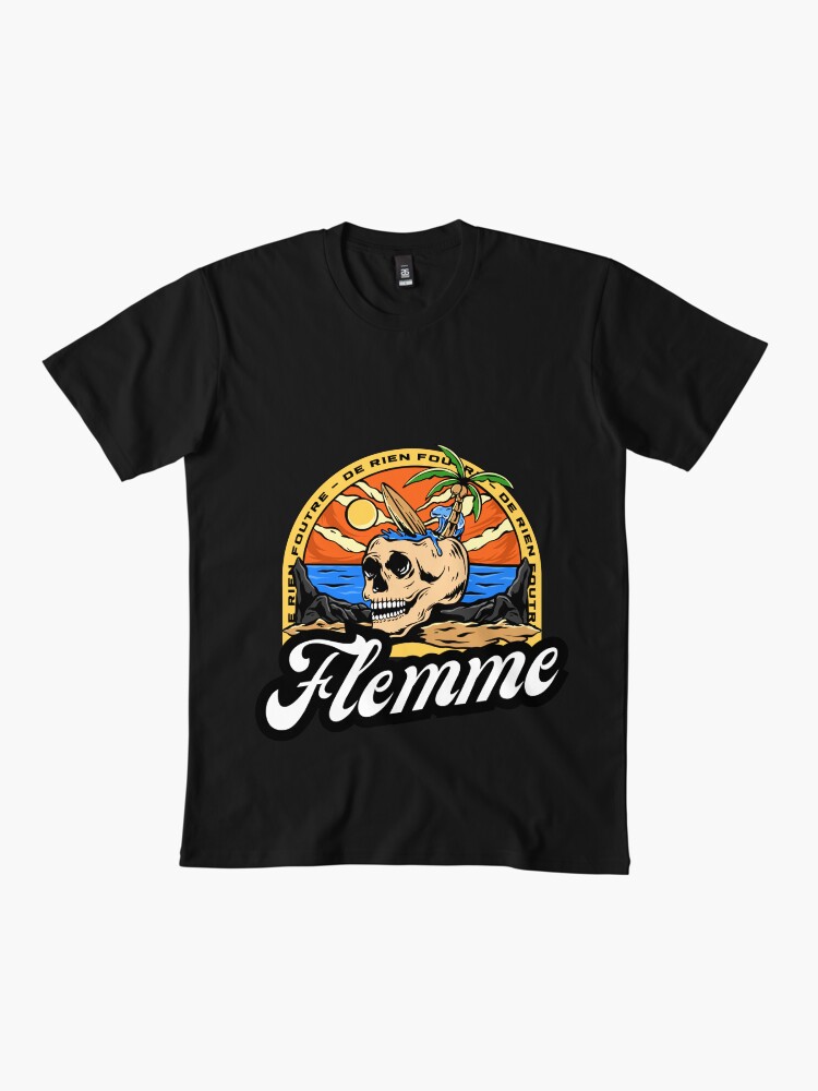 Thumbnail 2 of 4, Premium T-Shirt, Laziness - Skull, palm tree and surfboard on the beach designed and sold by Feignasses.
