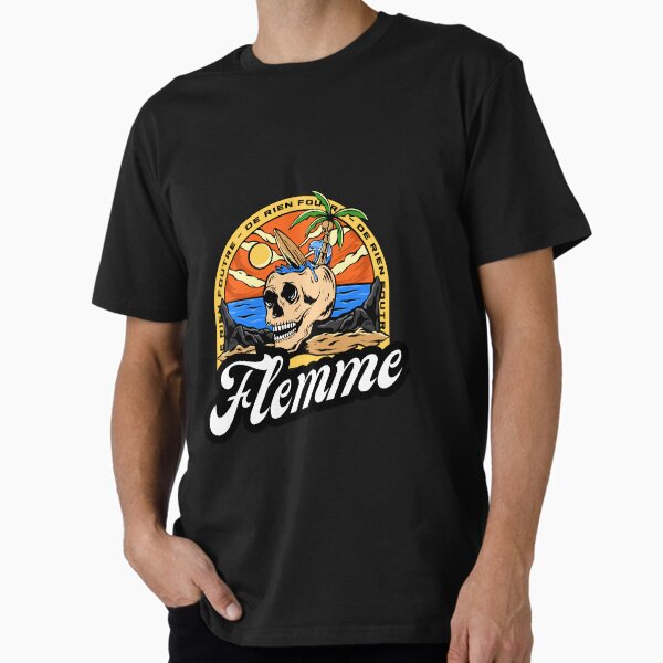 Laziness - Skull, palm tree and surfboard on the beach Premium T-Shirt