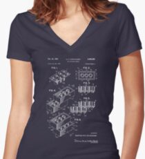Lego Patent - Dark Background Women's Fitted V-Neck T-Shirt