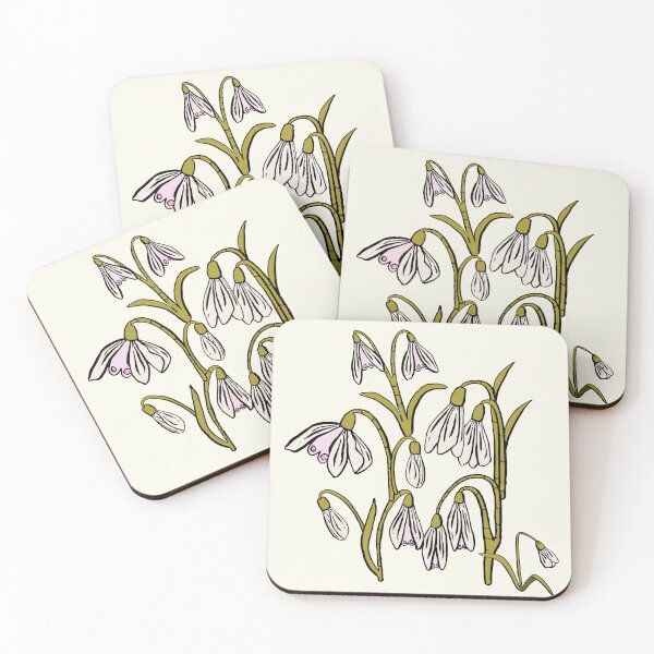 Item preview, Baby Pink, Cream, and Green Snowdrop Flowers designed and sold by maddydoodlesoup.