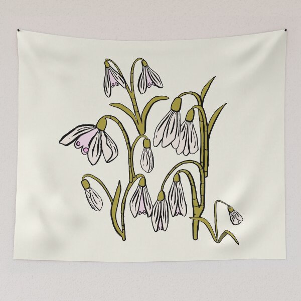 Item preview, Baby Pink, Cream, and Green Snowdrop Flowers designed and sold by maddydoodlesoup.