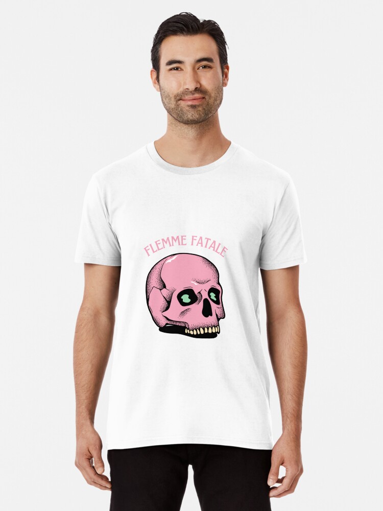 Premium T-Shirt, Fatal Flame - Pink Skull designed and sold by Feignasses