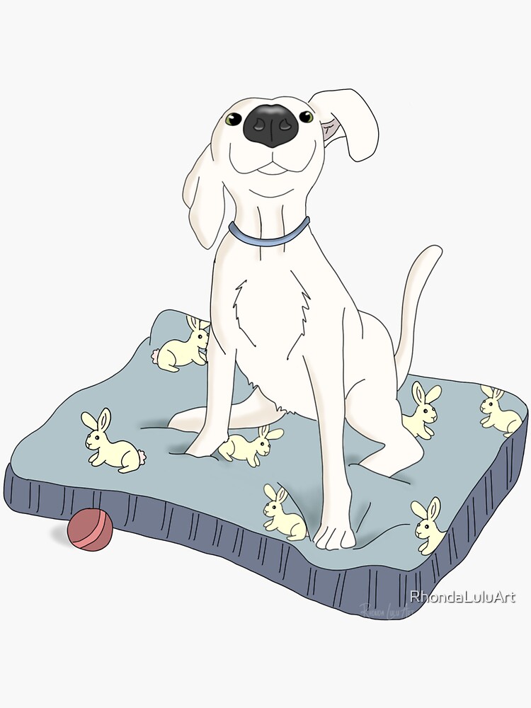Thumbnail 3 of 3, Sticker, Happy White Lab designed and sold by RhondaLuluArt.