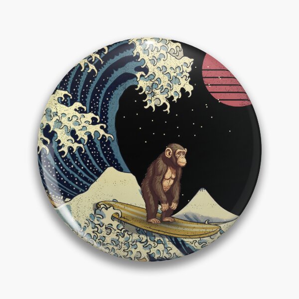 Item preview, Chimpanzee Kanagawa Japanese Surfing Wave designed and sold by rafaeltto.
