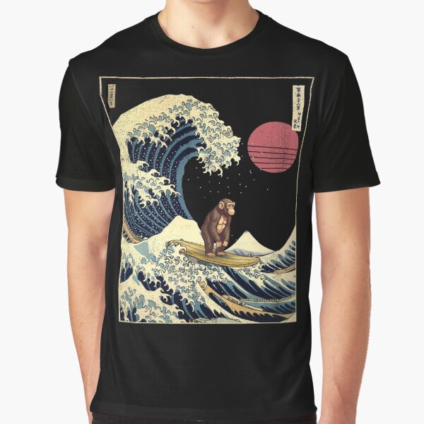 Item preview, Chimpanzee Kanagawa Japanese Surfing Wave designed and sold by rafaeltto.