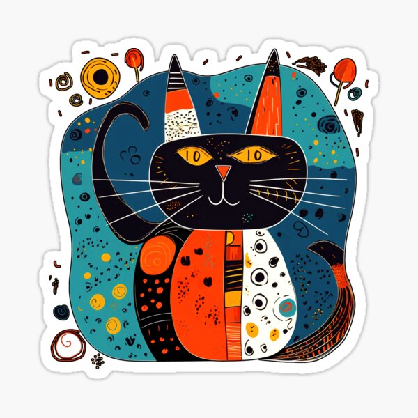 Abstract Geometric Miaw Cat Sticker