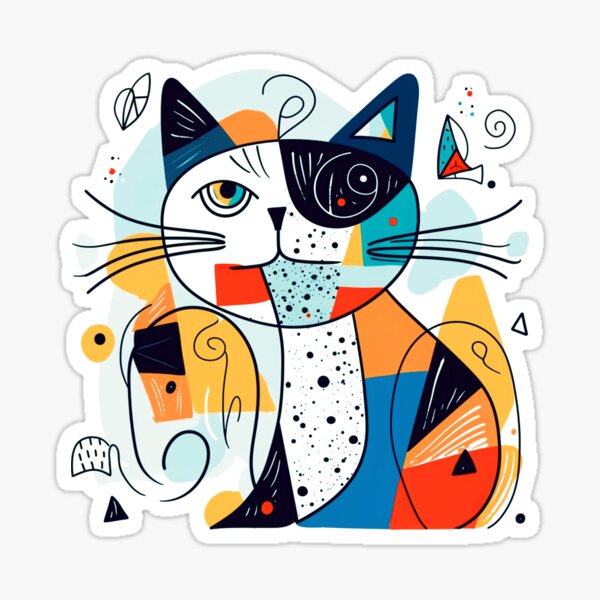 Colorful Kitty Pattern with Cute Whiskers Sticker