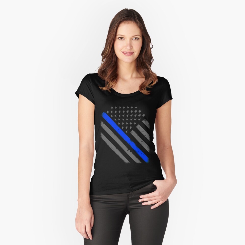 Dri-Fit Women's Shirt - Distressed Thin Blue Line Flag - Thin Blue