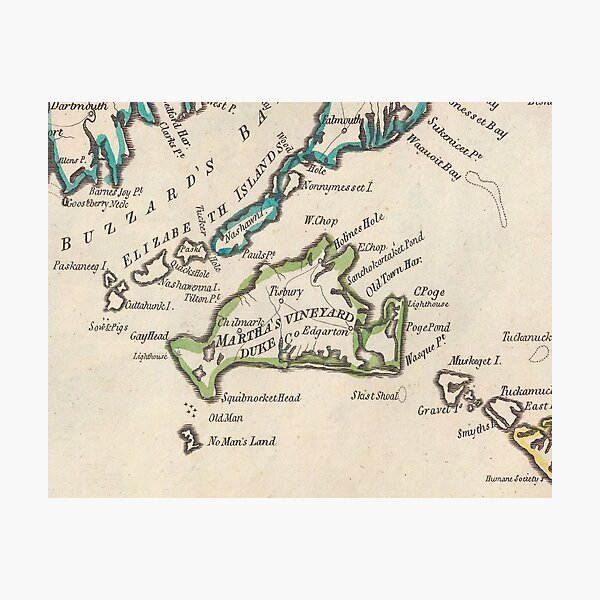 Item preview, Vintage Map of Marthas Vineyard (1814) designed and sold by BravuraMedia.
