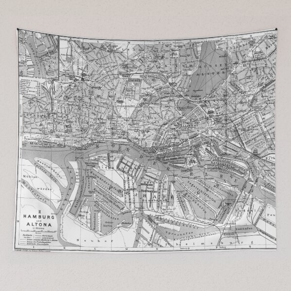 Item preview, Vintage Map of Hamburg Germany (1910) 2 BW  designed and sold by BravuraMedia.