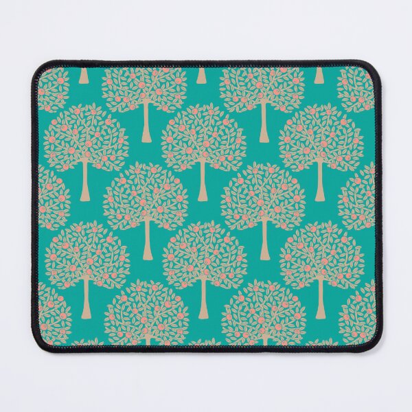 Item preview, ORANGERIE Citrus Fruit Orange Tree Grove Tropical Botanical in Vintage 1970s Beige Sand and Bright Blush Orange on Turquoise - UnBlink Studio by Jackie Tahara designed and sold by Jackie Tahara of UnBlink Studio.