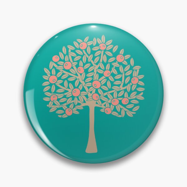 Item preview, ORANGERIE Citrus Fruit Orange Tree Grove Tropical Botanical in Vintage 1970s Beige Sand and Bright Blush Orange on Turquoise - UnBlink Studio by Jackie Tahara designed and sold by Jackie Tahara of UnBlink Studio.
