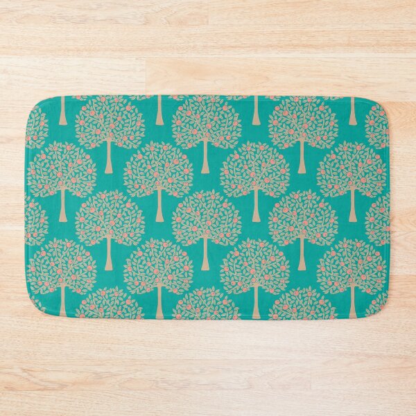 Item preview, ORANGERIE Citrus Fruit Orange Tree Grove Tropical Botanical in Vintage 1970s Beige Sand and Bright Blush Orange on Turquoise - UnBlink Studio by Jackie Tahara designed and sold by Jackie Tahara of UnBlink Studio.