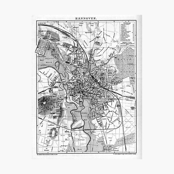 Item preview, Vintage Map of Hanover Germany (1895) BW designed and sold by BravuraMedia.