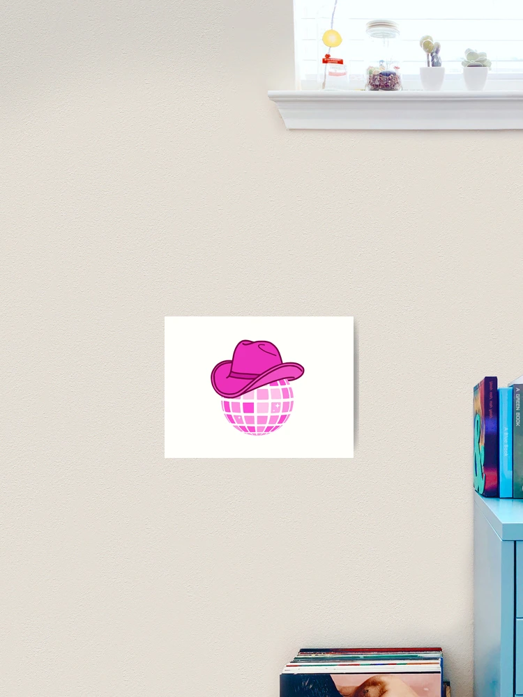 Disco Ball Wearing a Pink Cowgirl Hat | Art Print