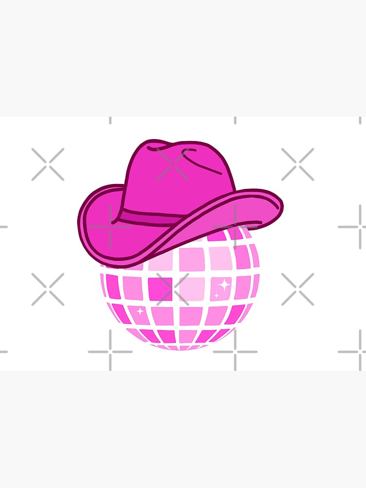 Grußkarte for Sale mit Disco-Kugel mit rosa Cowgirl-Hut von Emma