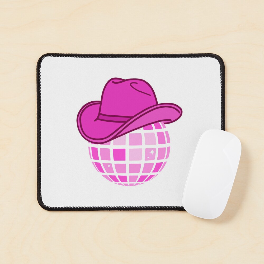 Sticker for Sale mit Disco-Kugel mit rosa Cowgirl-Hut von Emma Hoffer