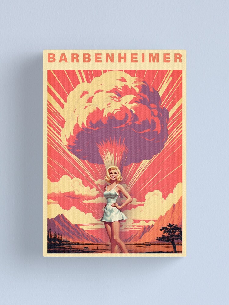 Barbie And Oppenheimer The Battle Split Art Barbenheimer Canvas