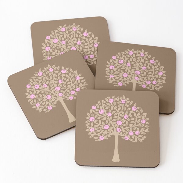 Item preview, ORANGERIE Citrus Fruit Orange Tree Grove Tropical Botanical in Vintage 1970s Beige Sand and Pastel Pink on Warm Brown - UnBlink Studio by Jackie Tahara designed and sold by Jackie Tahara of UnBlink Studio.