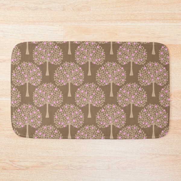 Item preview, ORANGERIE Citrus Fruit Orange Tree Grove Tropical Botanical in Vintage 1970s Beige Sand and Pastel Pink on Warm Brown - UnBlink Studio by Jackie Tahara designed and sold by Jackie Tahara of UnBlink Studio.