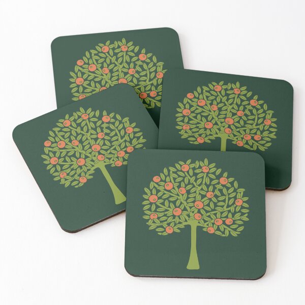 Item preview, ORANGERIE Citrus Fruit Orange Tree Grove Tropical Botanical in Vintage 1970s Avocado Green and Burnt Orange on Dark Green - UnBlink Studio by Jackie Tahara designed and sold by Jackie Tahara of UnBlink Studio.
