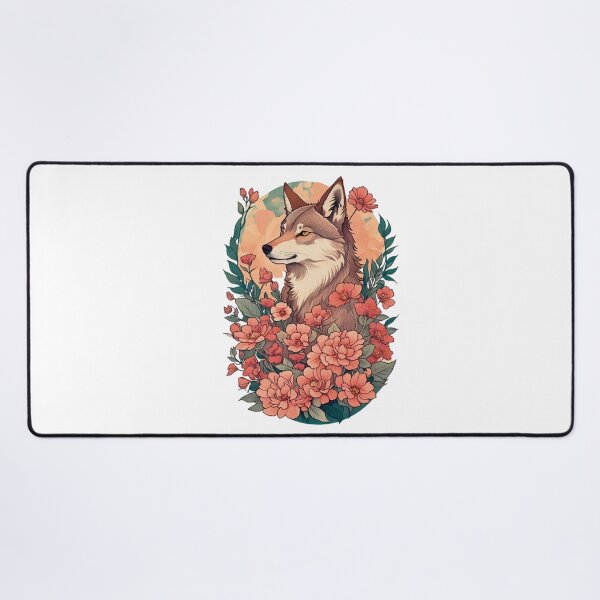 Item preview, ✔ Watercolor Wolf and Flowers Artwork Unique Design designed and sold by StickerAndLove.