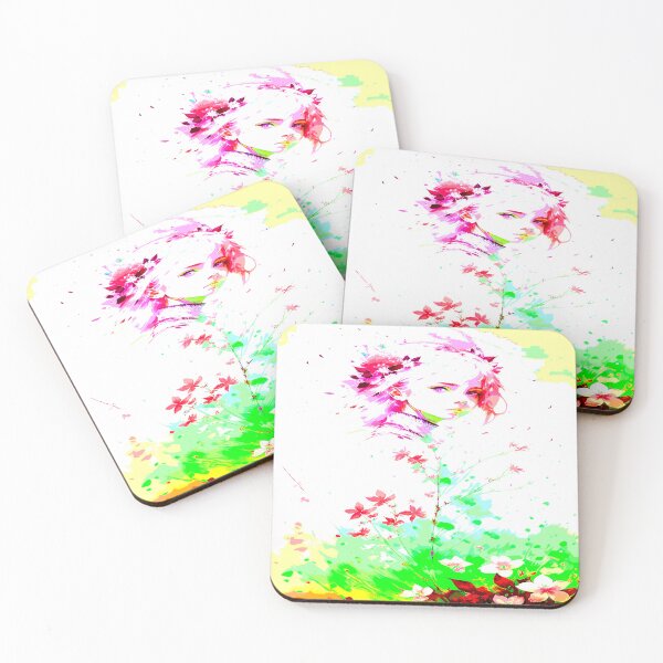 Item preview, Female Girl with Pink Hair and Green Flowers designed and sold by deniselynnimage.