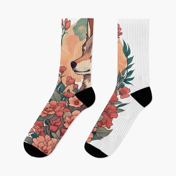 Item preview, ✔ Watercolor Wolf and Flowers Artwork Unique Design designed and sold by StickerAndLove.