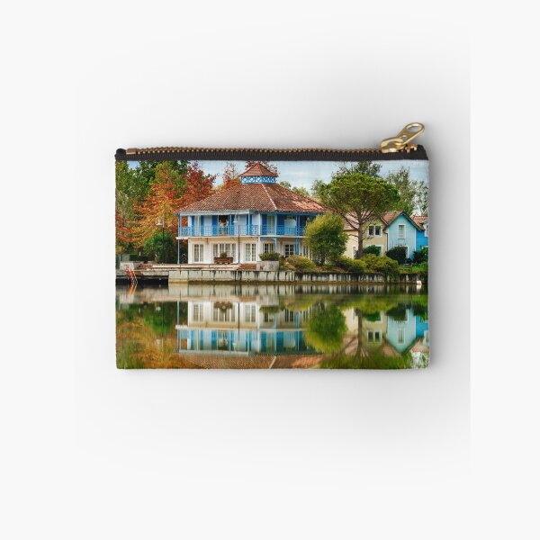 Item preview, Old resort houses reflection in the lake water, freshness of autumn, France designed and sold by Alexander Sorokopud.