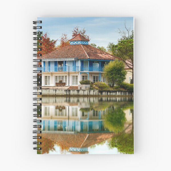 Item preview, Old resort houses reflection in the lake water, freshness of autumn, France designed and sold by Alexander Sorokopud.