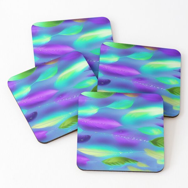 Item preview, Feathers Purple and Green with Violet Background designed and sold by deniselynnimage.