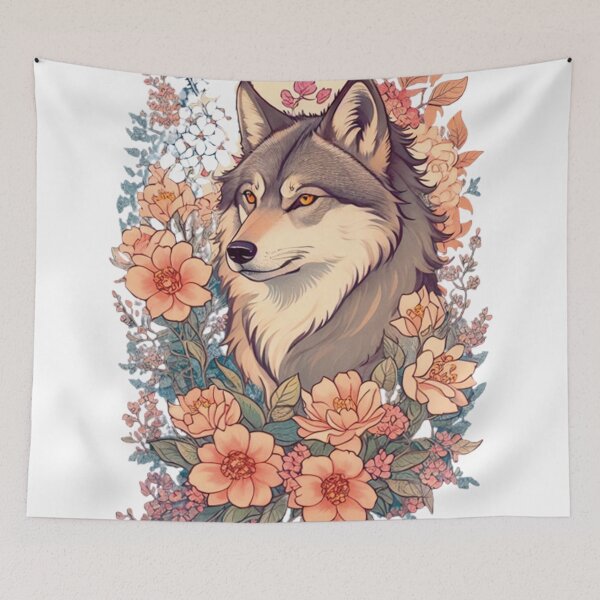 Item preview, ❤  Captivating Wolf and Watercolor Flowers Designs designed and sold by StickerAndLove.